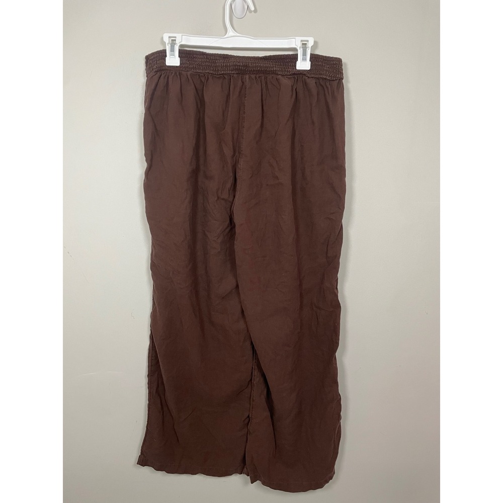 Aerie Wide Leg Pull on Casual Pants in Chocolate Brown Size Large Casual Beach - Picture 6 of 11